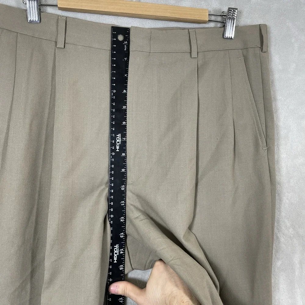 Vtg 90s Lands Ends Double Pleated Slacks Pants Mens 36x32 Cuff Wool Made in USA